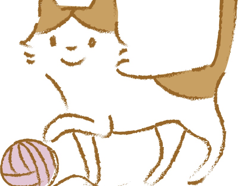 毛糸の玉を転がすネコ